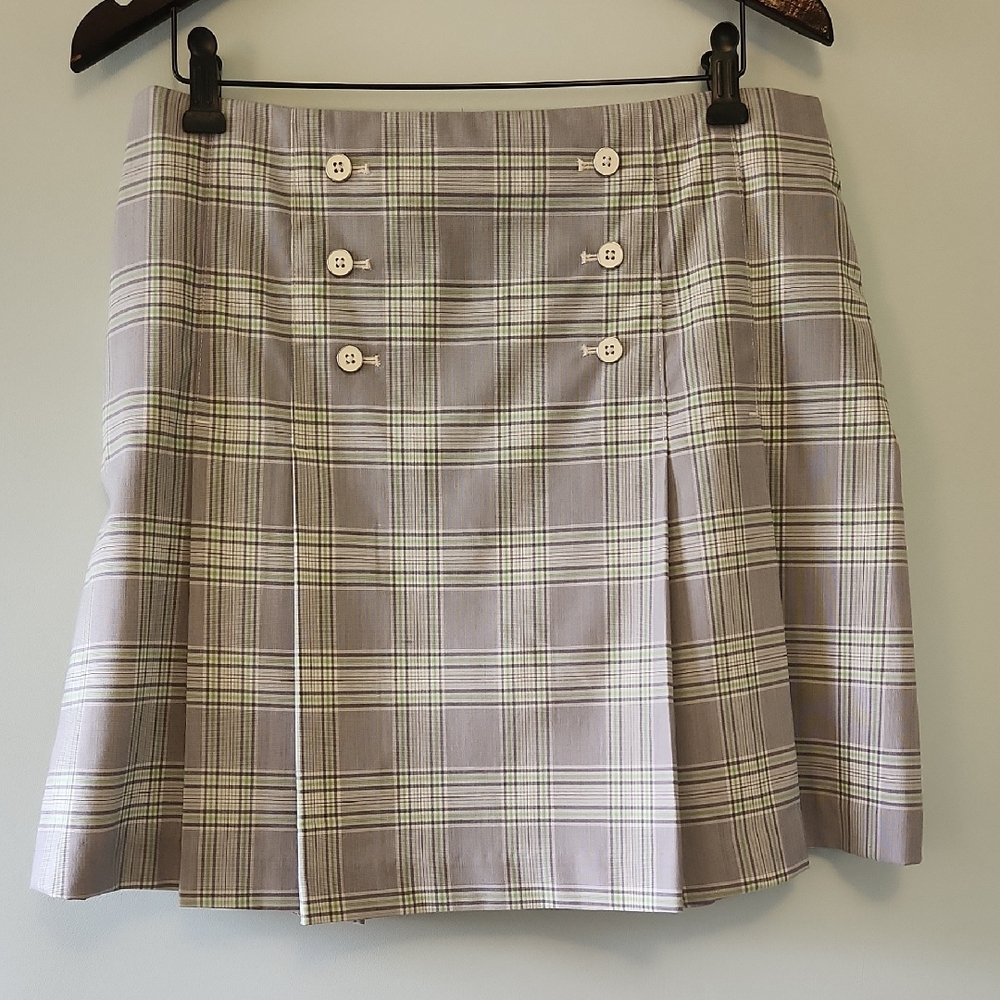 Plaid Button-Front Pleated Skort – Preppy Athletic Style
